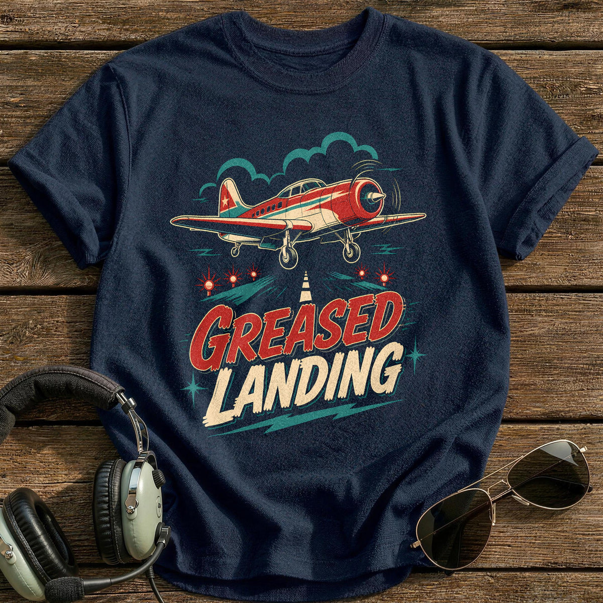 Greased Landing T-Shirt - Navy