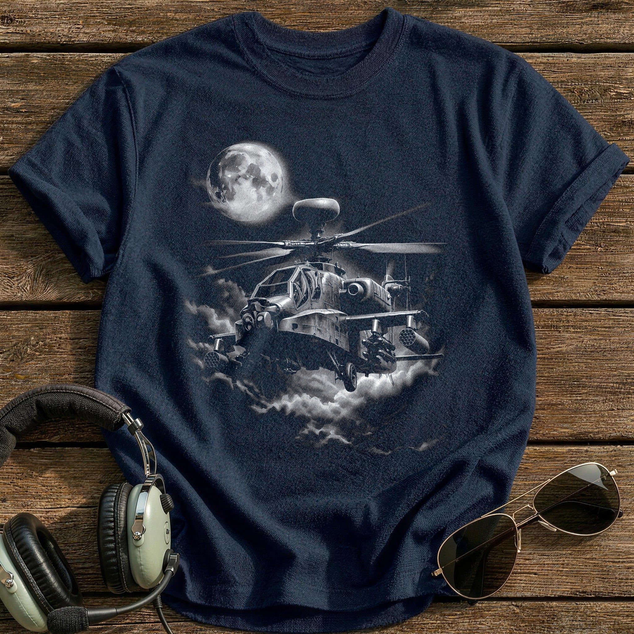 Helicopter Full Moon T-Shirt - Navy