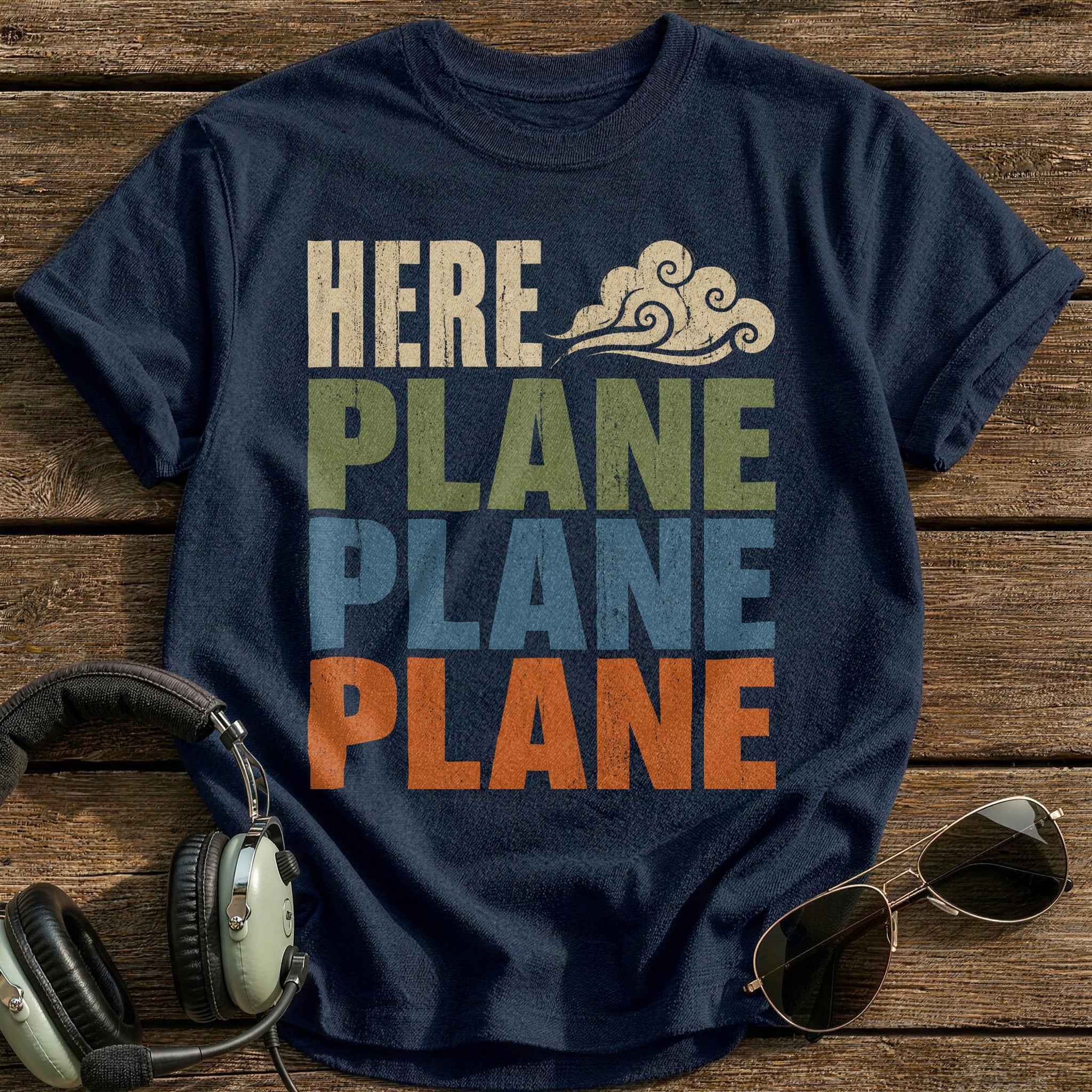 Here Plane Plane Plane T-Shirt - Navy