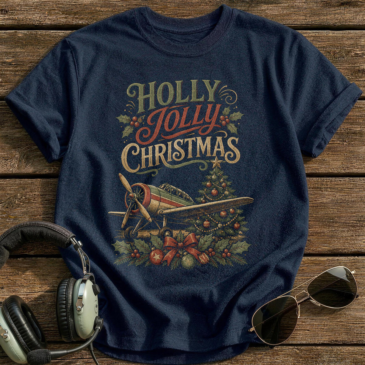 Holly Jolly Christmas 77 T-Shirt - Navy