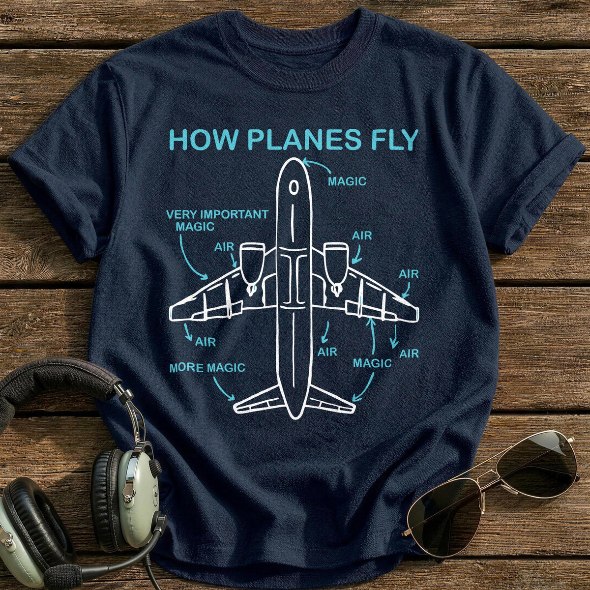 How Planes Fly 1 T-Shirt - Navy