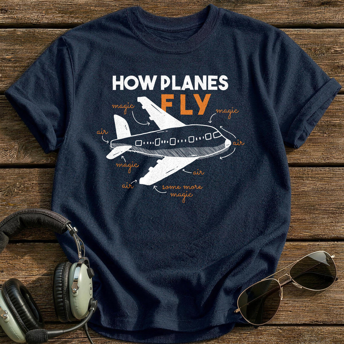 How Planes Fly 3 T-Shirt - Navy
