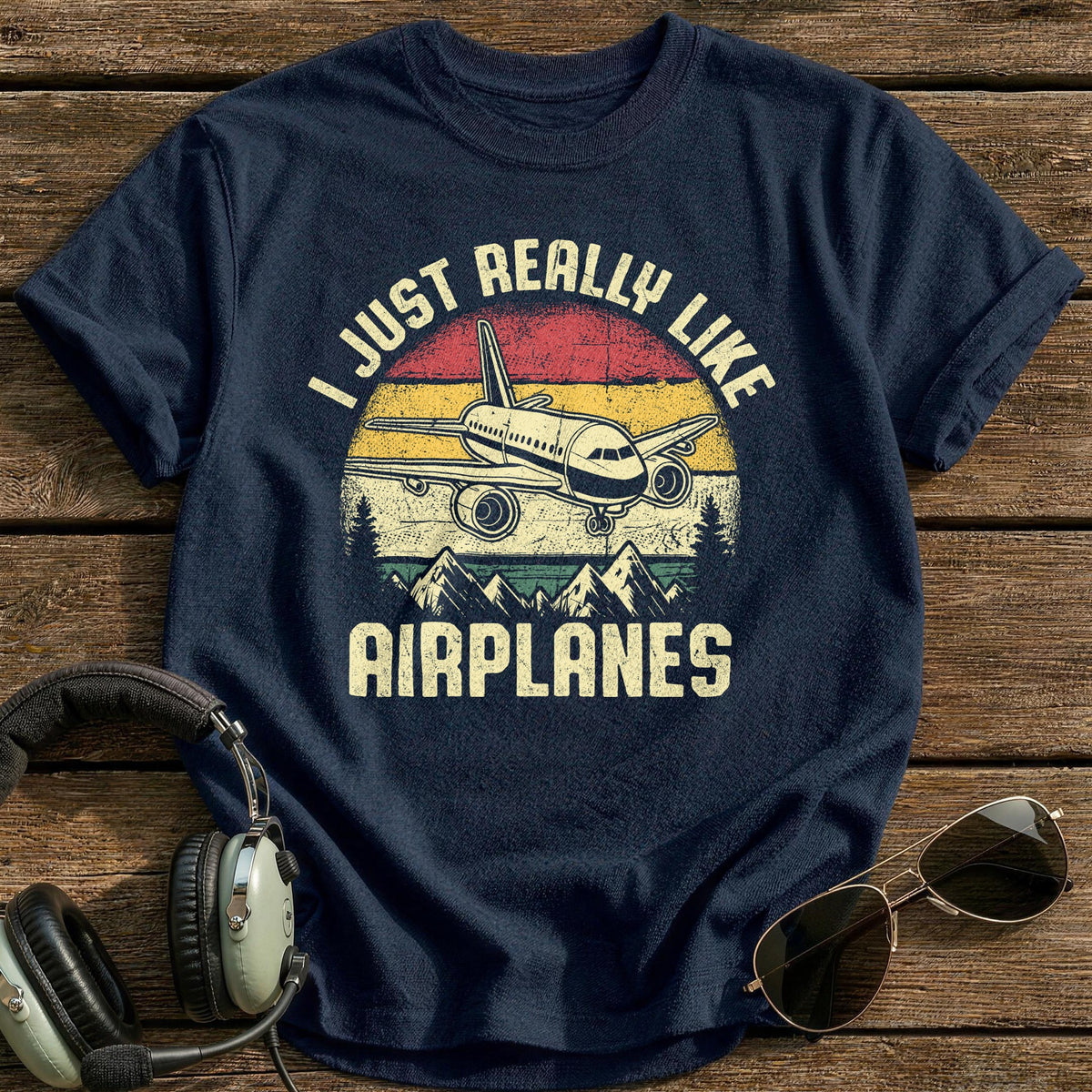I Just Really Like Airplanes T-Shirt - Navy
