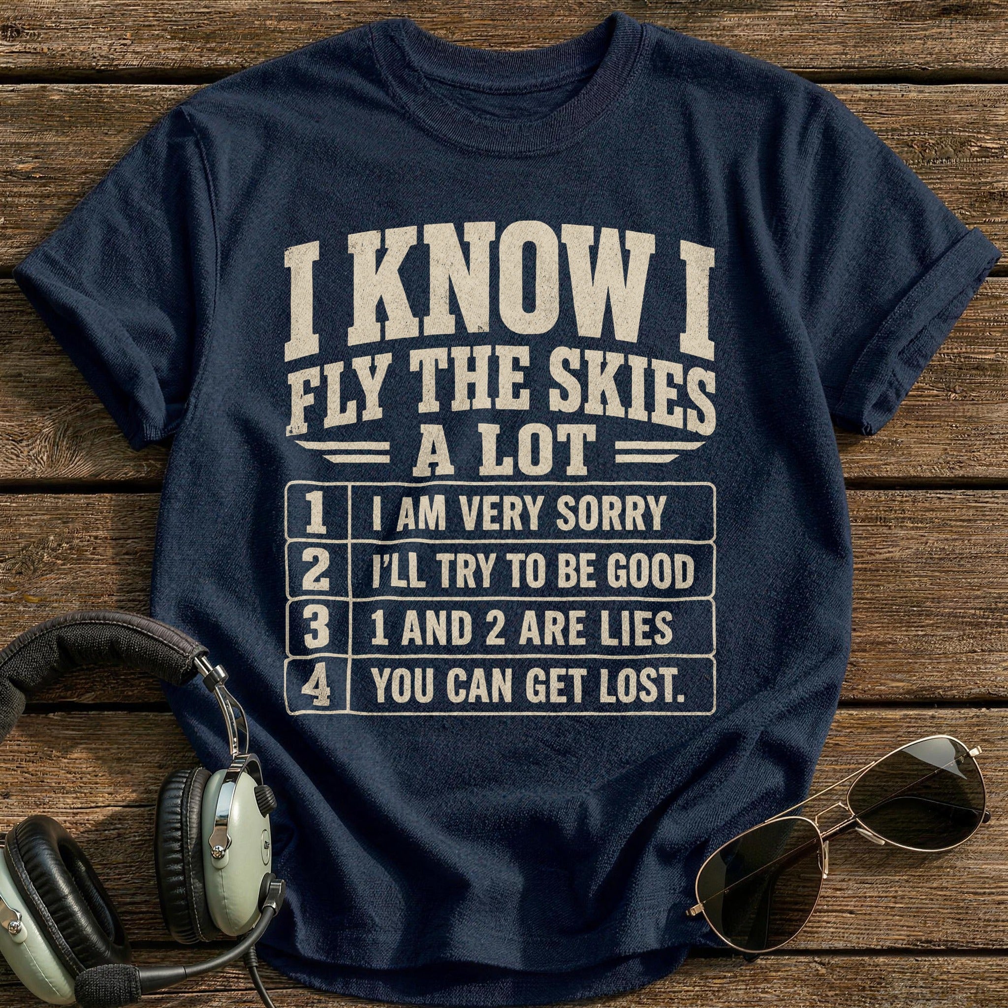 I Know I Fly A Lot T-Shirt - Navy