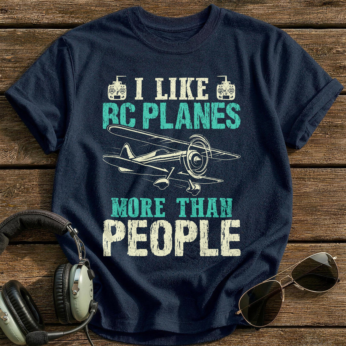 I Like RC Planes More Than People T-Shirt - Navy