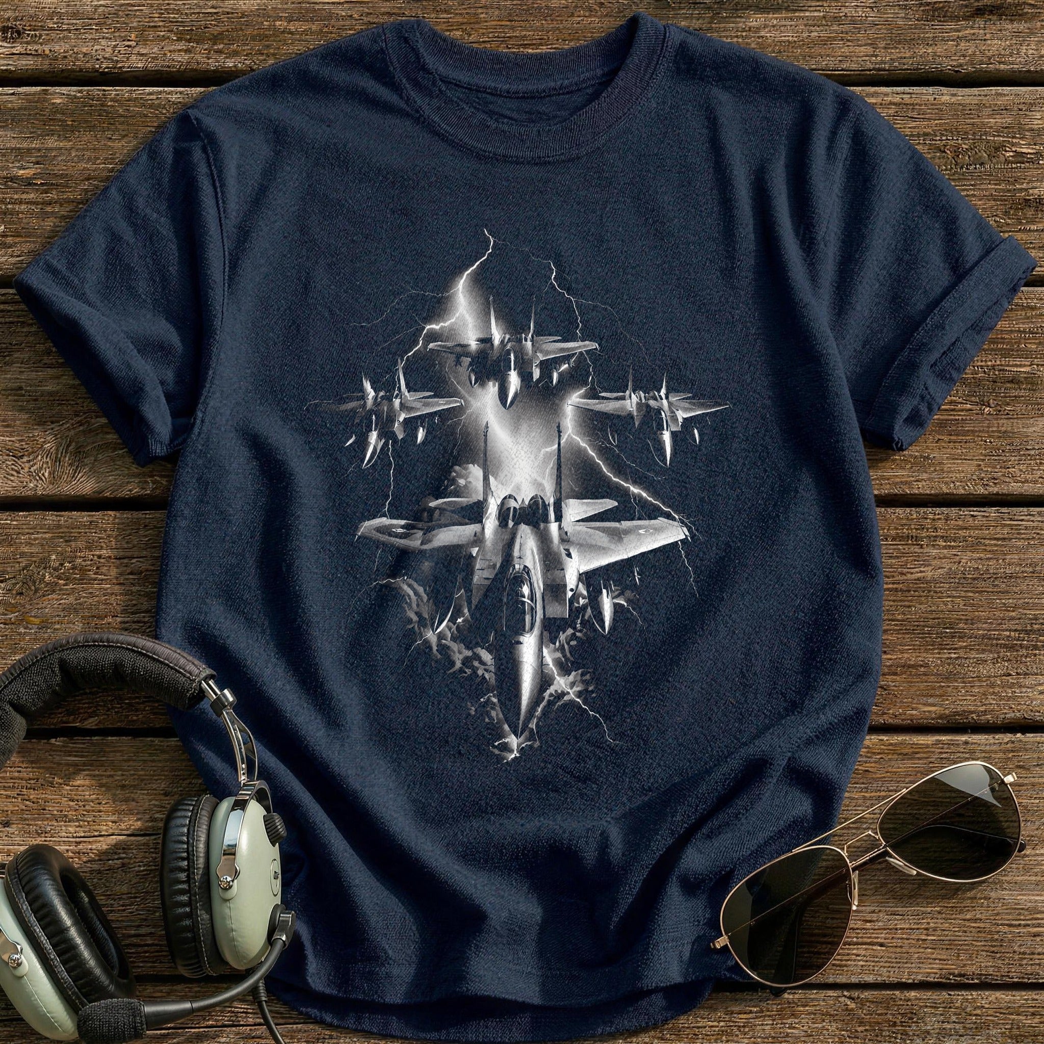 Jet Lightning Storm T-Shirt - Navy