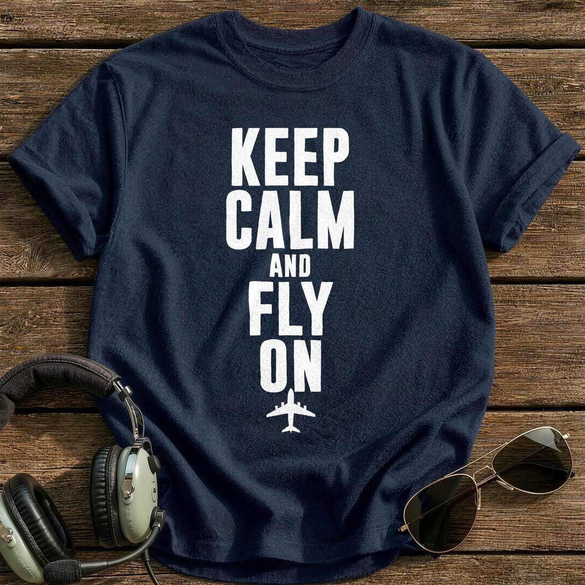 Keep Calm Fly On 72 T-Shirt - Navy