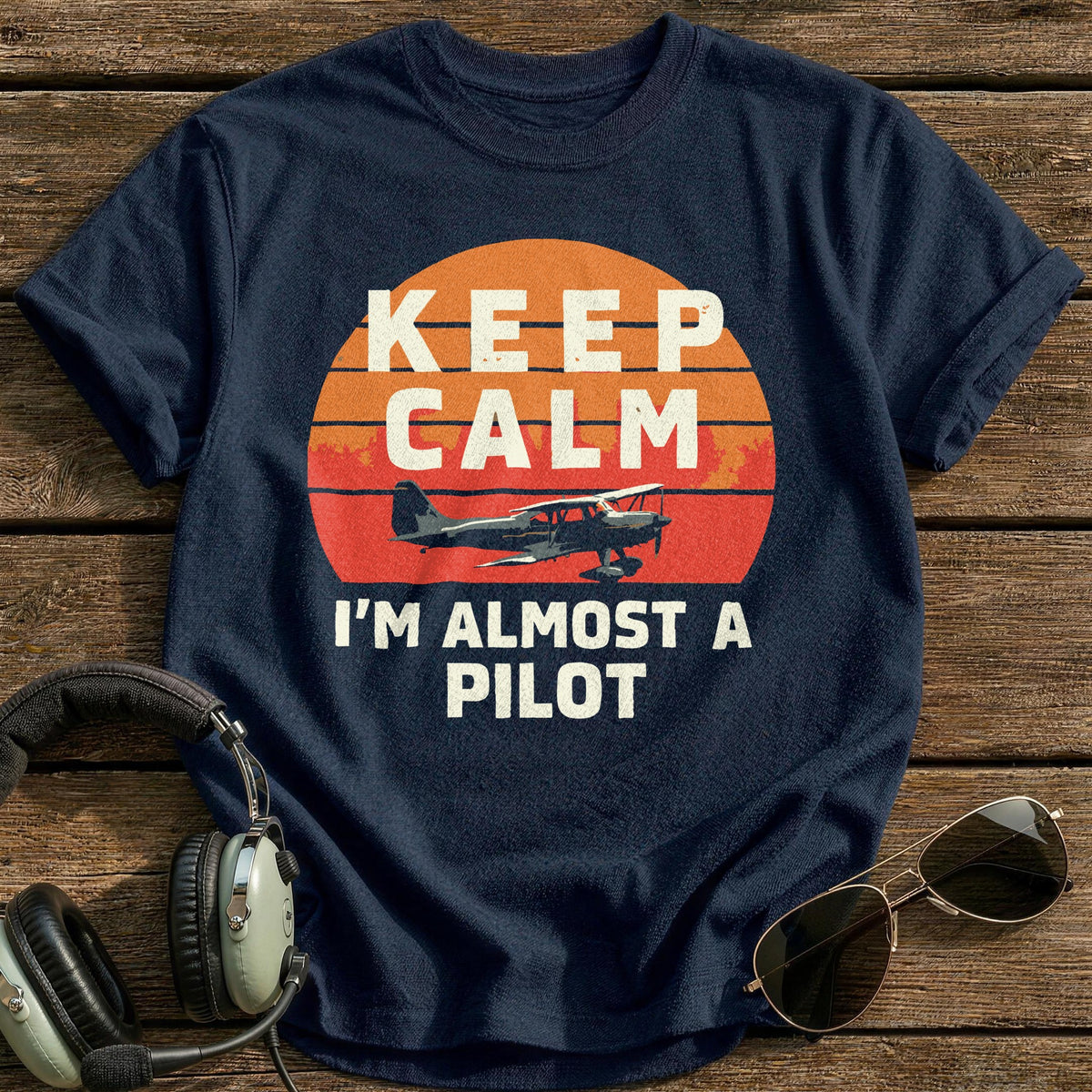 Keep Calm I'm Almost A Pilot T-Shirt - Navy