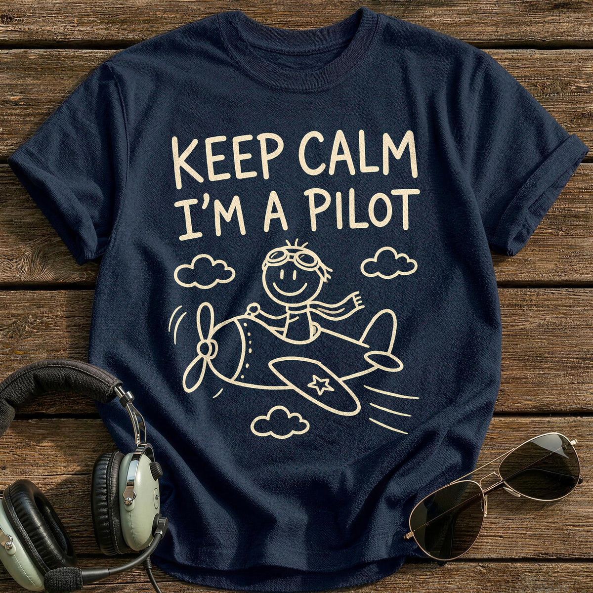 Keep Calm Pilot 52 T-Shirt - Navy