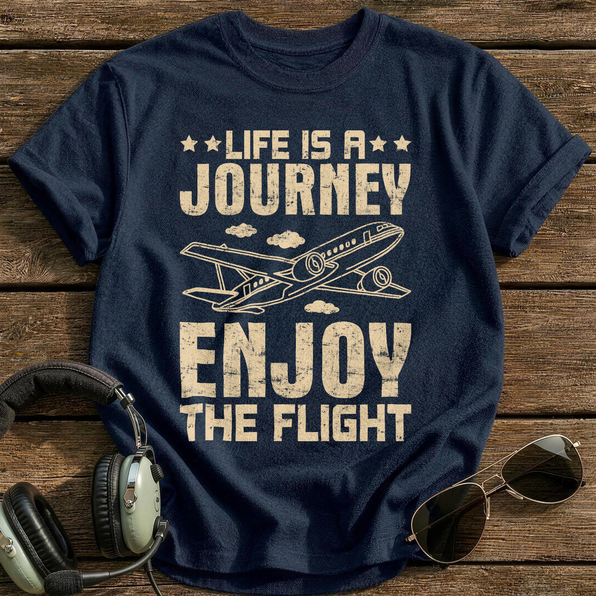 Life Is A Journey Enjoy The Flight T-Shirt - Navy
