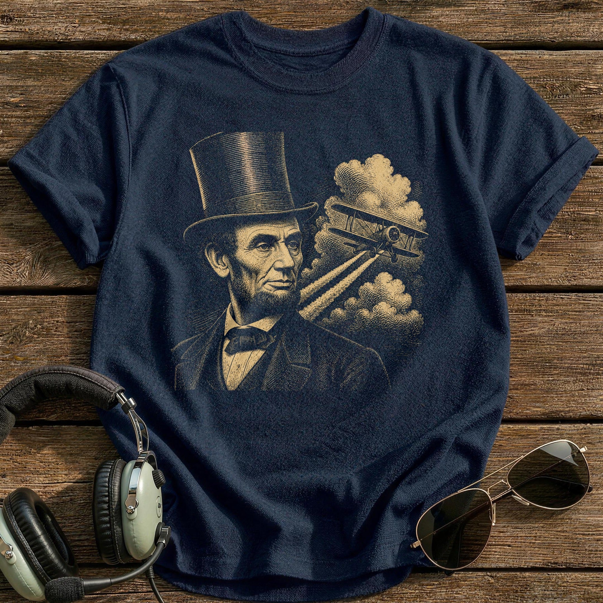 Lincoln Aviator Portrait T-Shirt - Navy