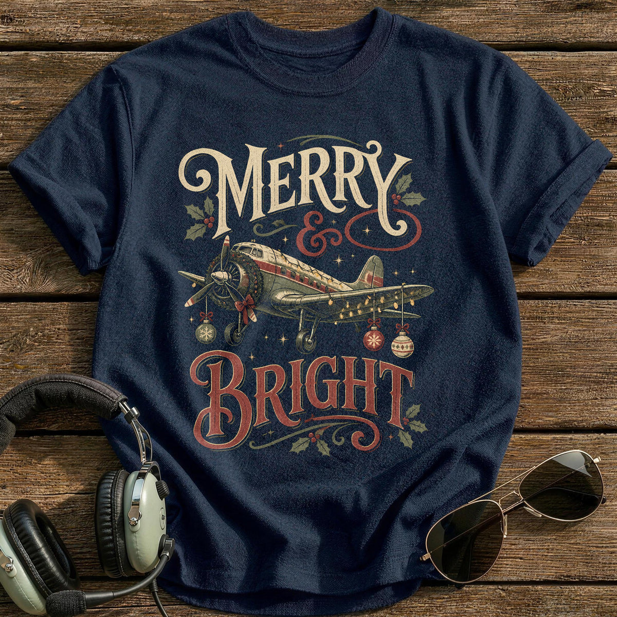 Merry And Bright 70 T-Shirt - Navy