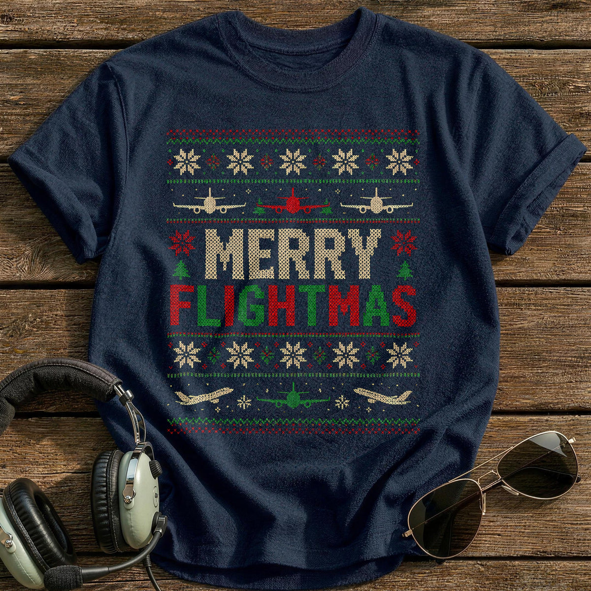 Merry Flightmas 80 T-Shirt - Navy