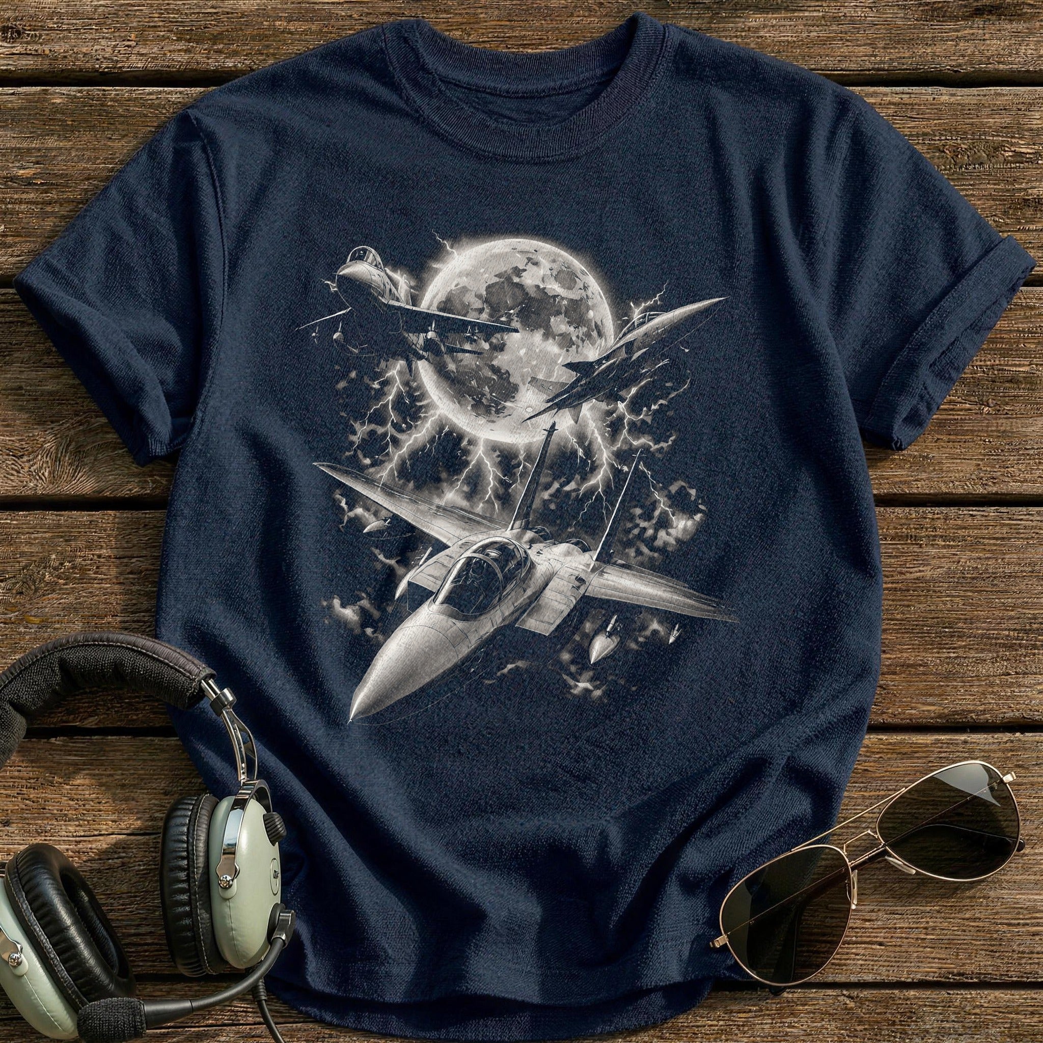 Moon Lightning Jets T-Shirt - Navy