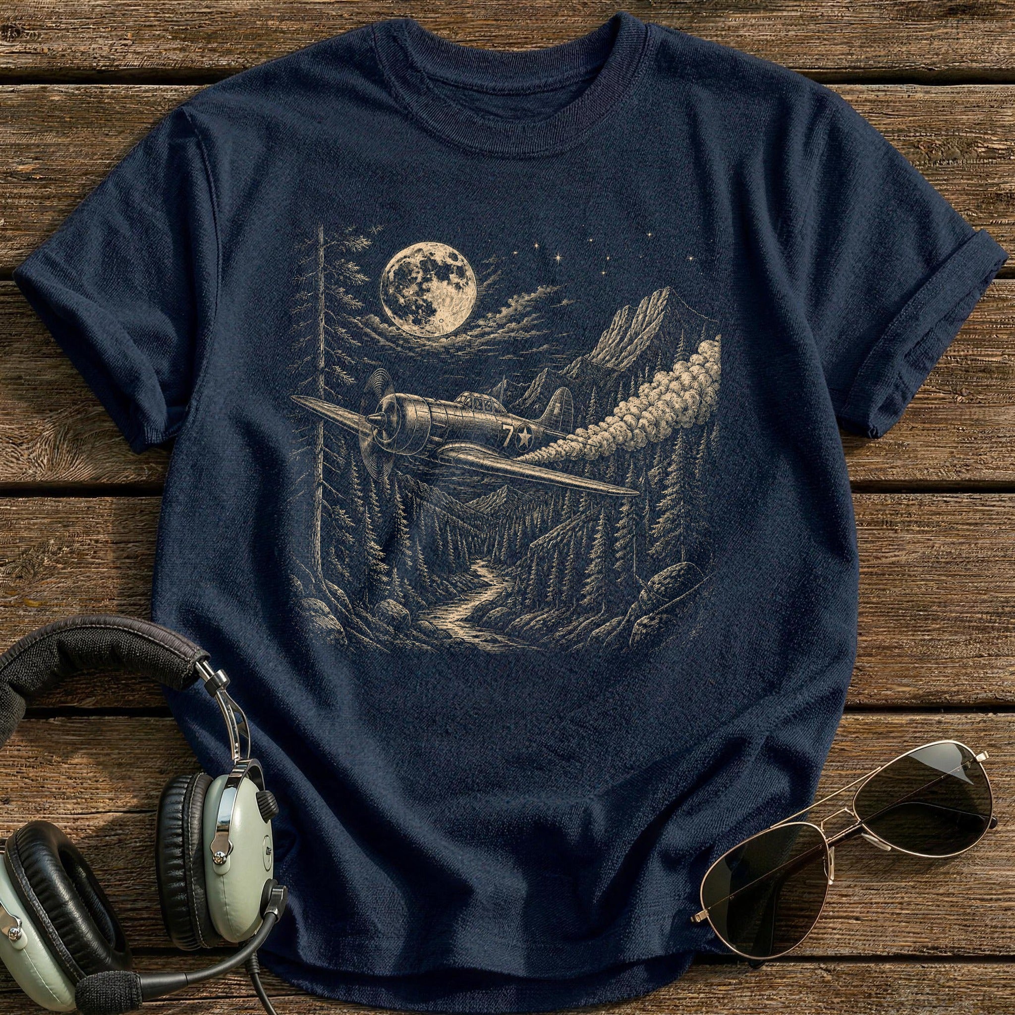 Moonlit Night Flight T-Shirt - Navy