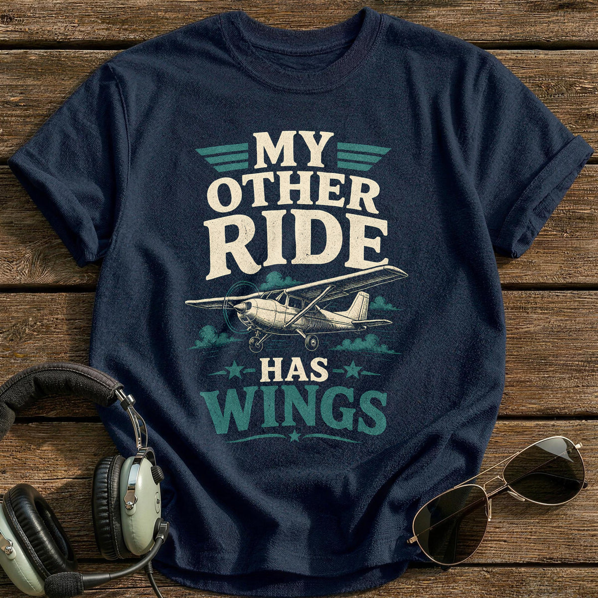My Other Ride Has Wings T-Shirt - Navy
