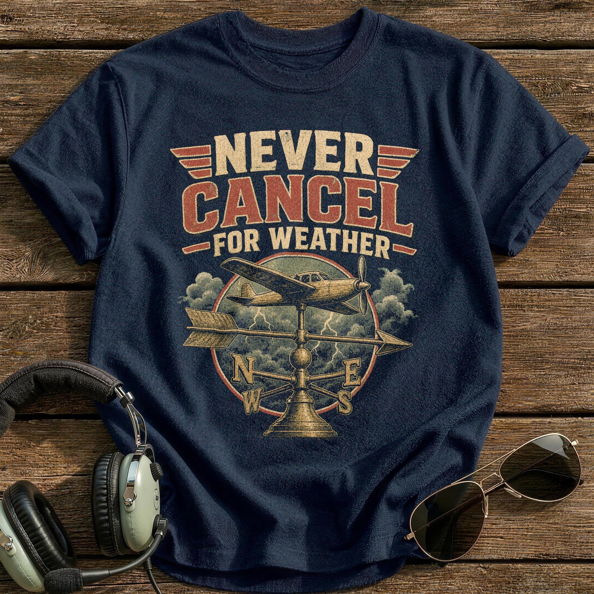Never Cancel for Weather T-Shirt - Navy