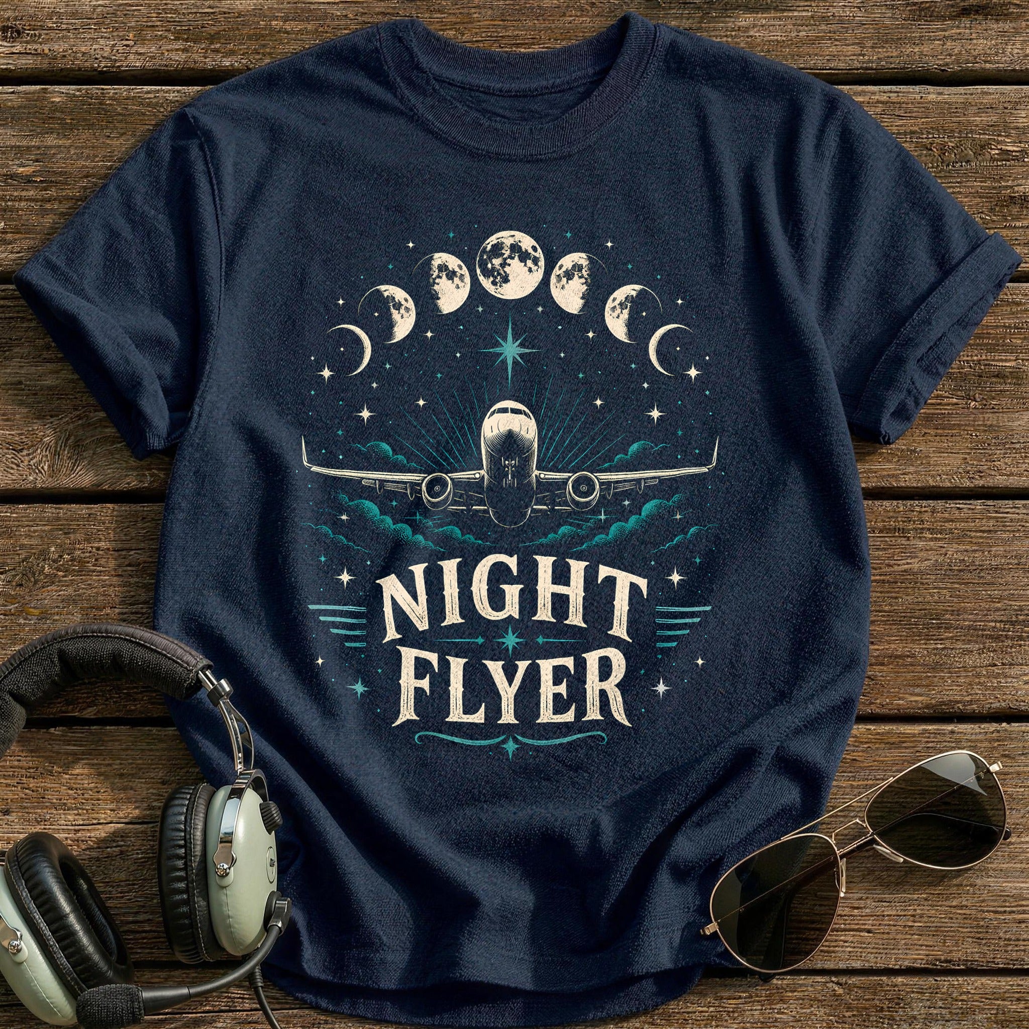 Night Flyer Moon 52 T-Shirt - Navy