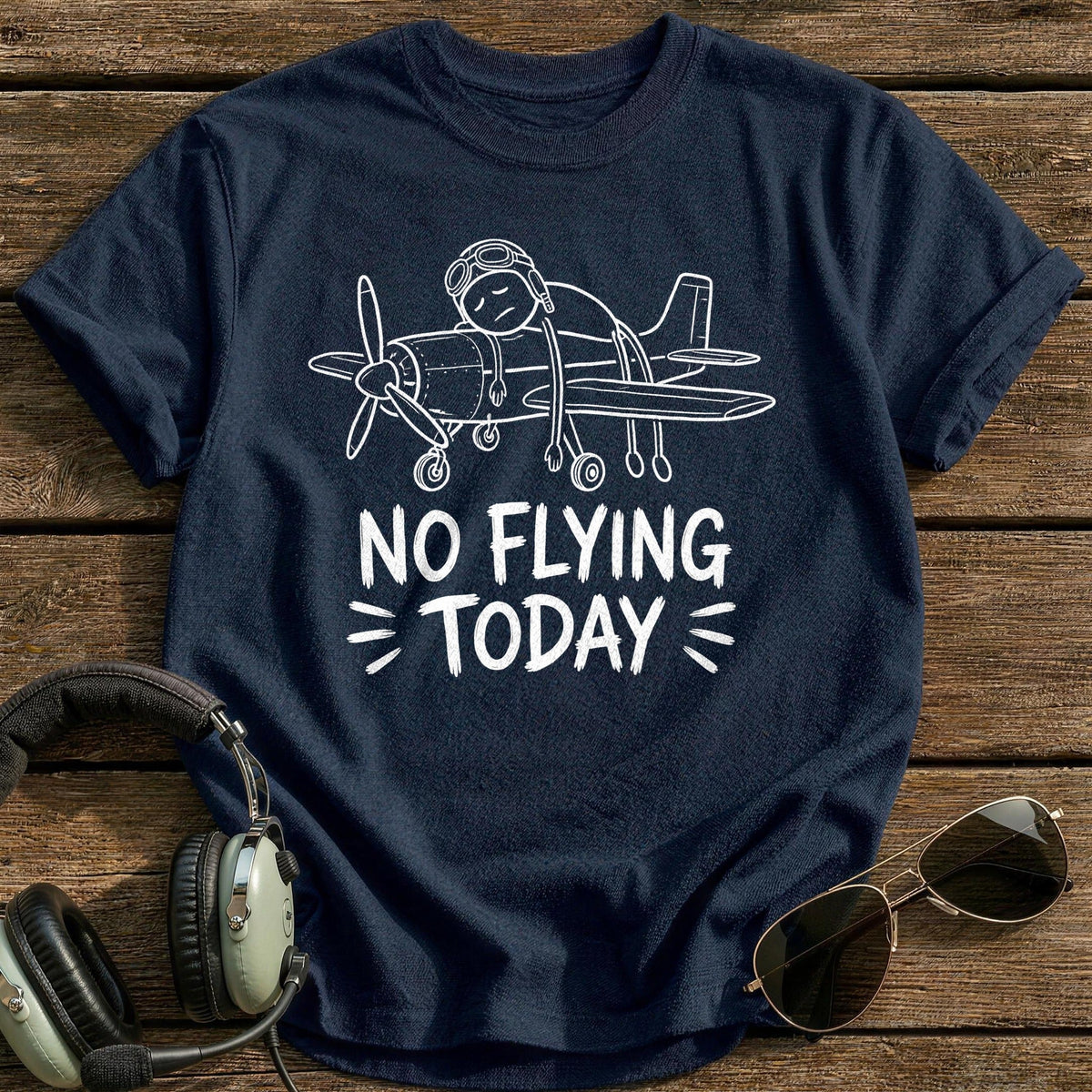No Flying Today 59 Kids T-Shirt - Navy