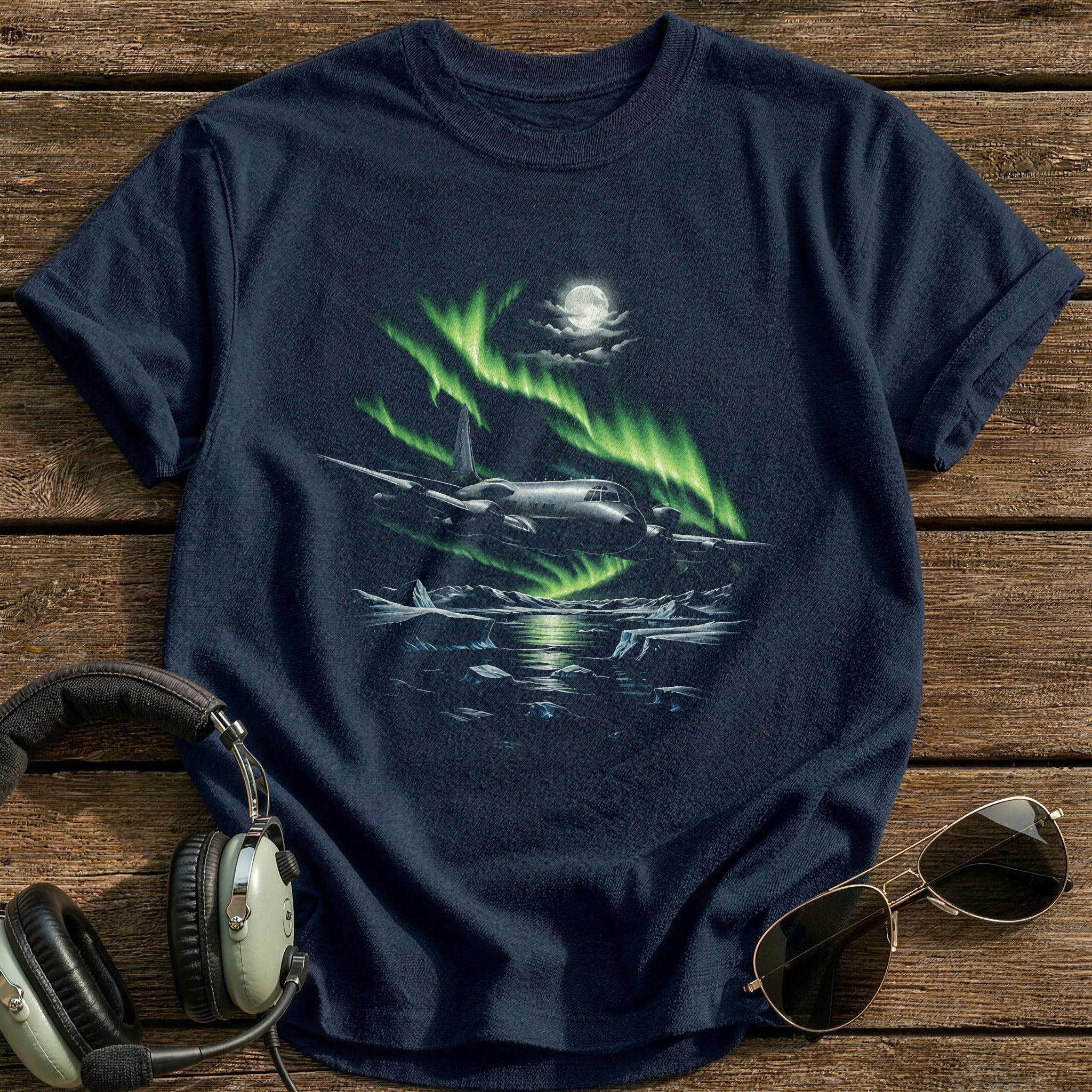 Northern Lights Flight T-Shirt - Navy