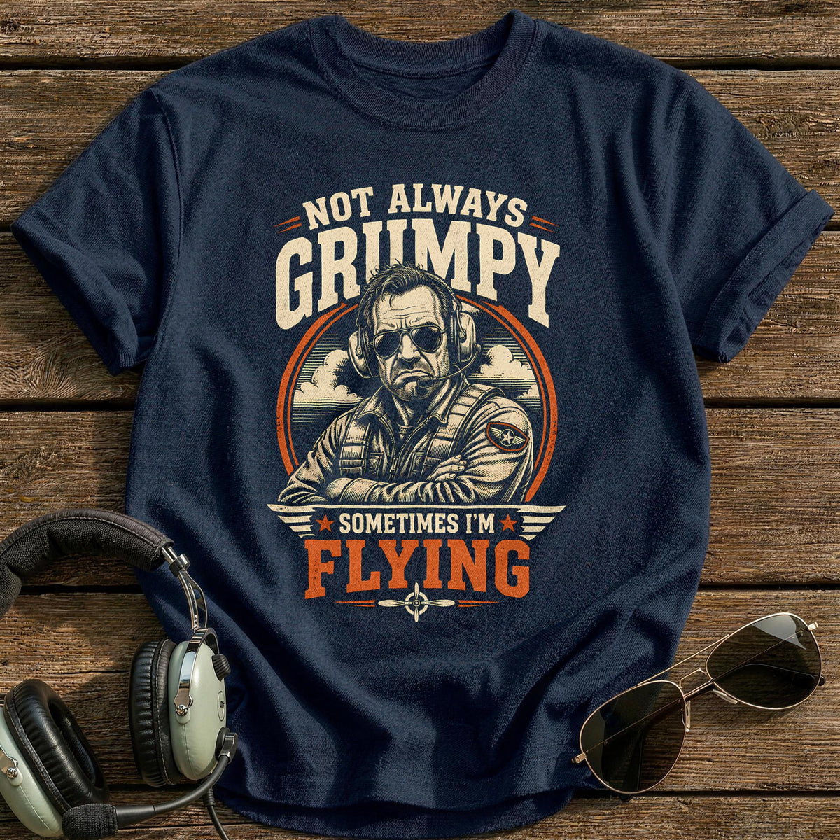 Not Grumpy Flying 90 T-Shirt - Navy