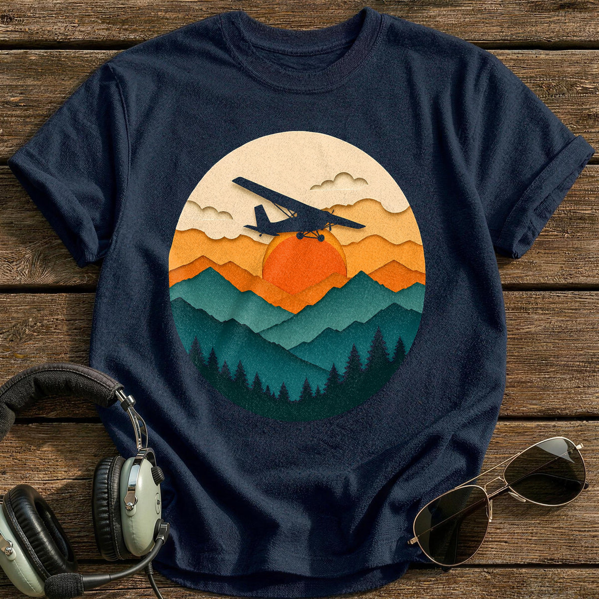 Papercut Plane 41 T-Shirt - Navy