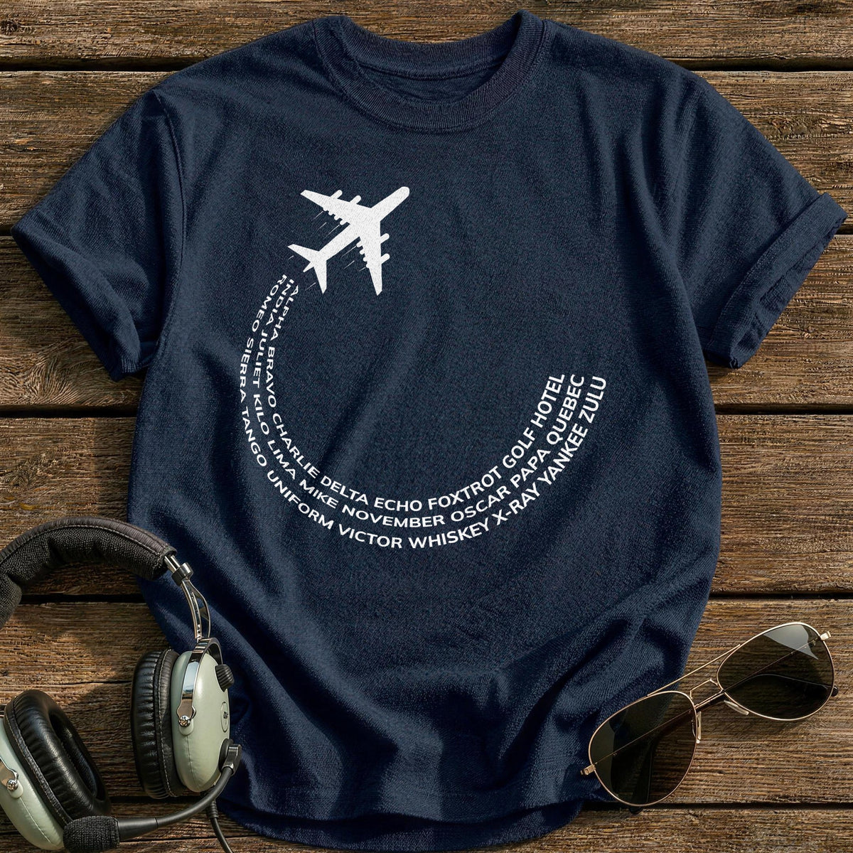 Phonetic Alphabet Flight Path T-Shirt - Navy