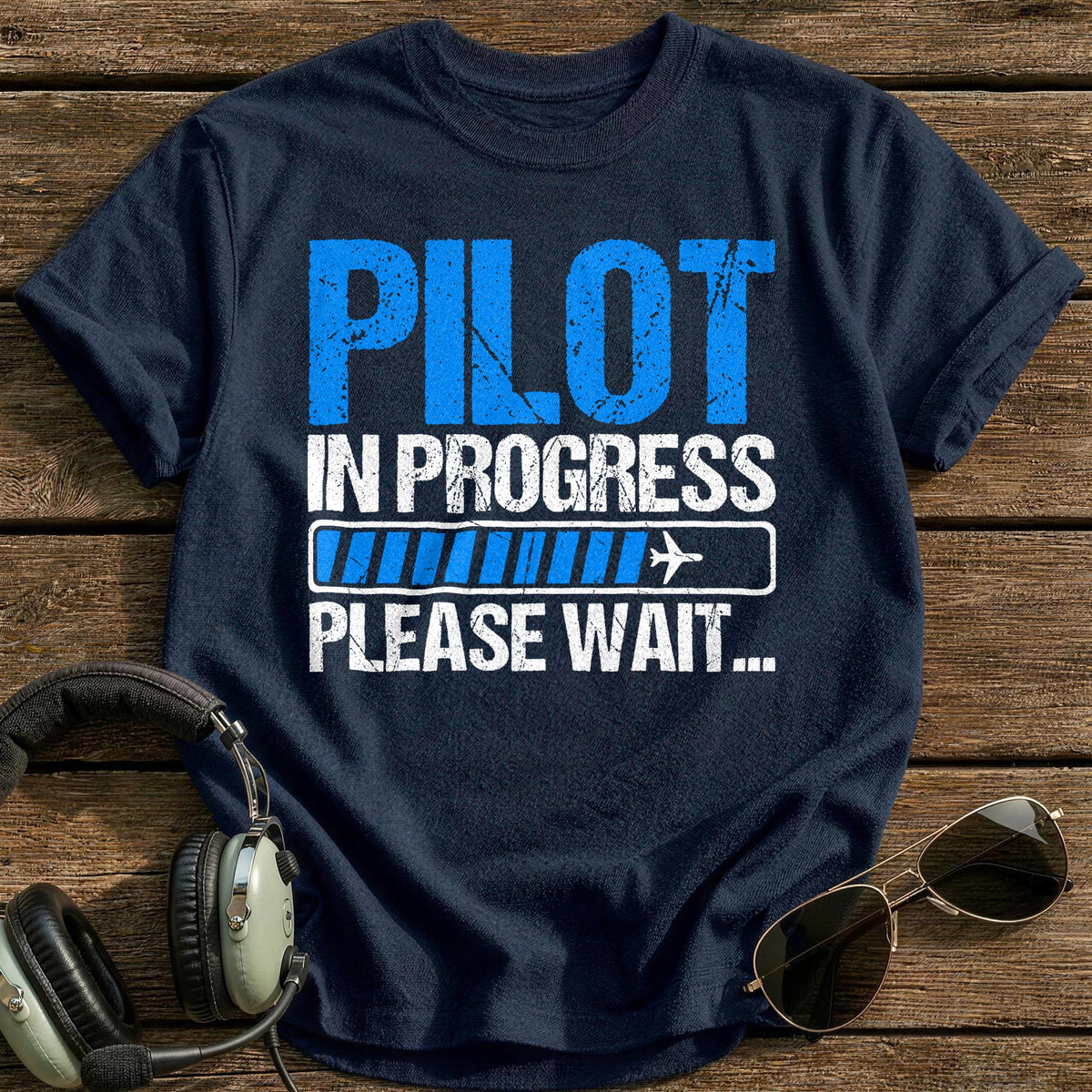 Pilot In Progress Please Wait T-Shirt - Navy
