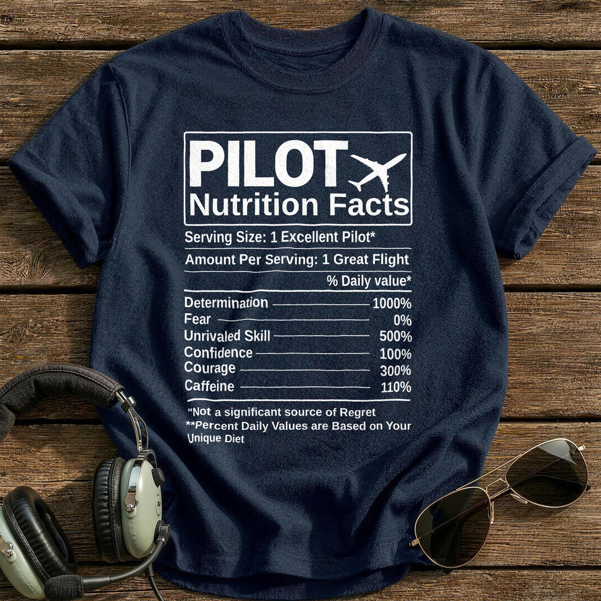 Pilot Nutrition Facts T-Shirt - Navy
