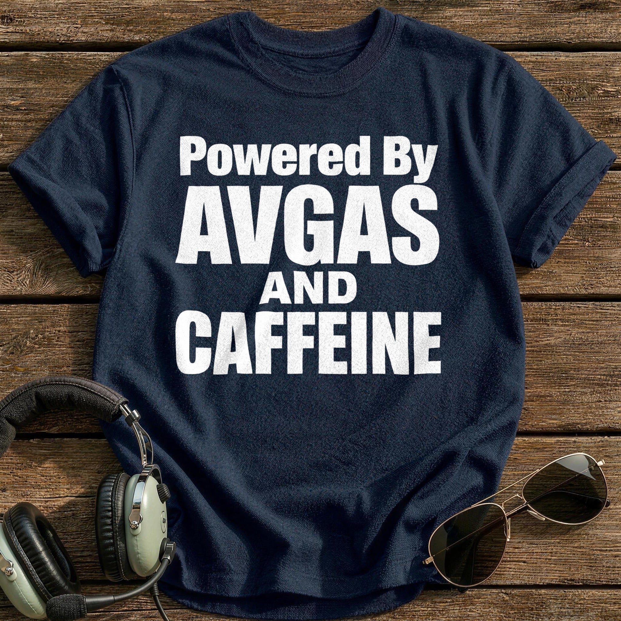 Powered By Avgas And Caffeine T-Shirt - Navy