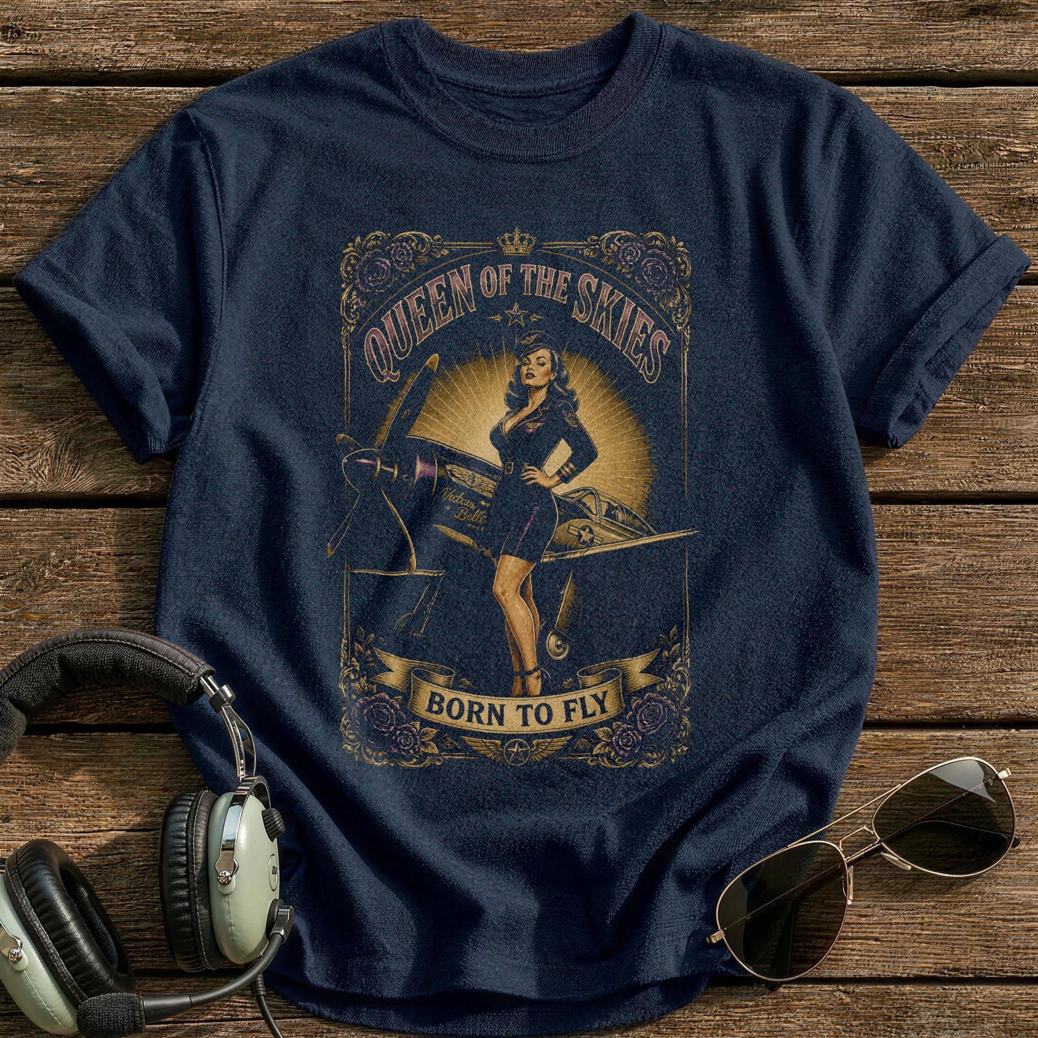 Queen Of The Skies T-Shirt - Navy
