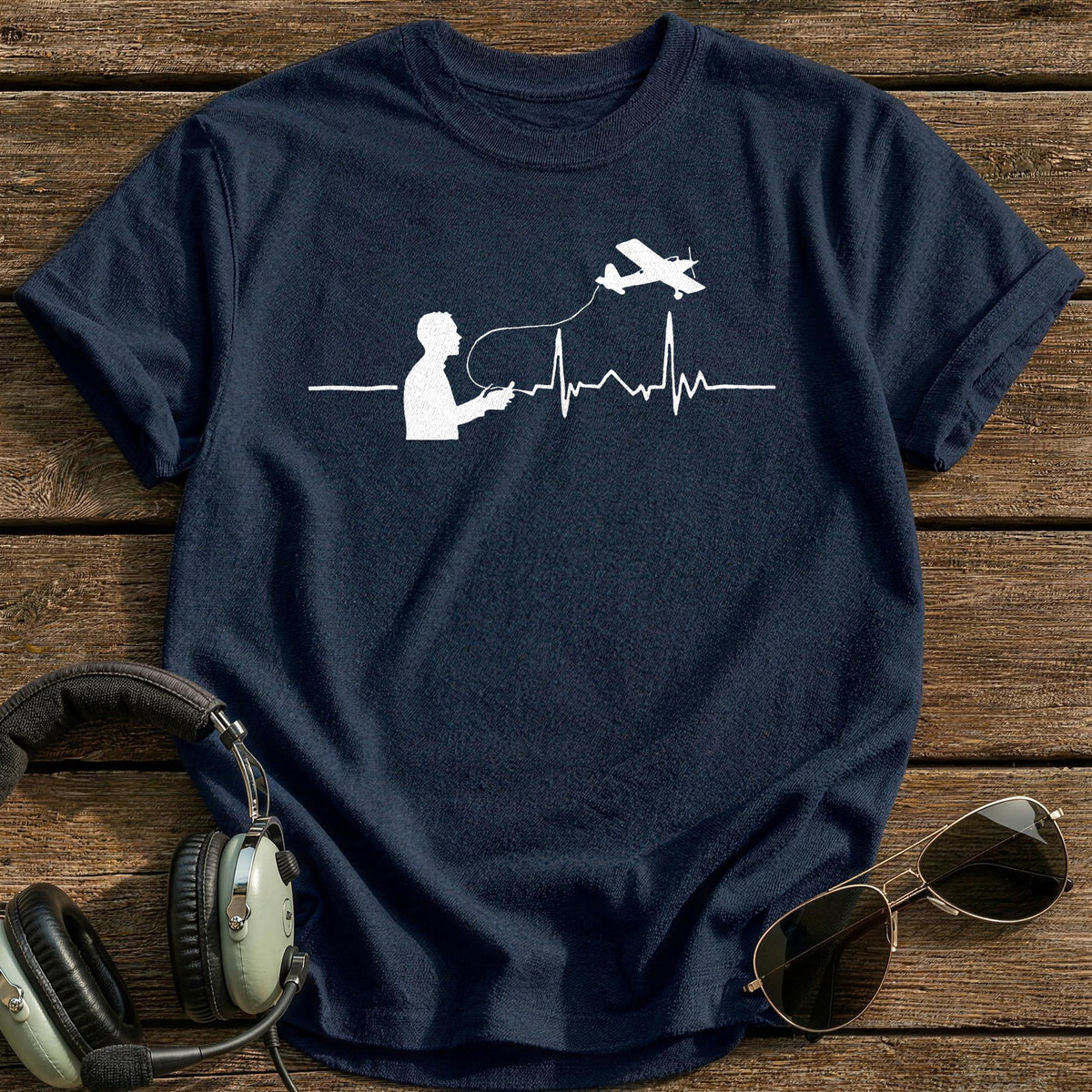 RC Plane Heartbeat T-Shirt - Navy
