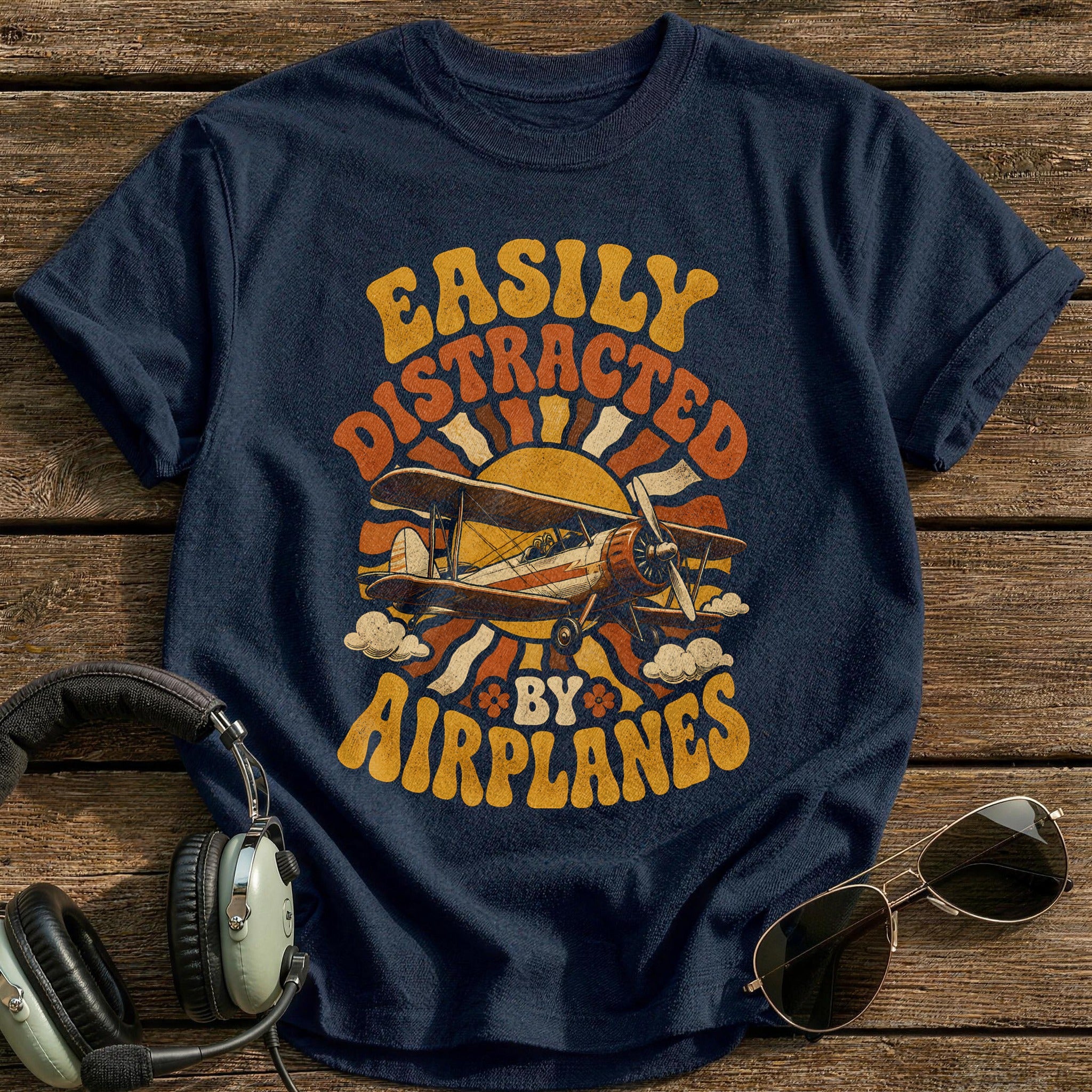 Retro 70s Biplane 19 - Navy