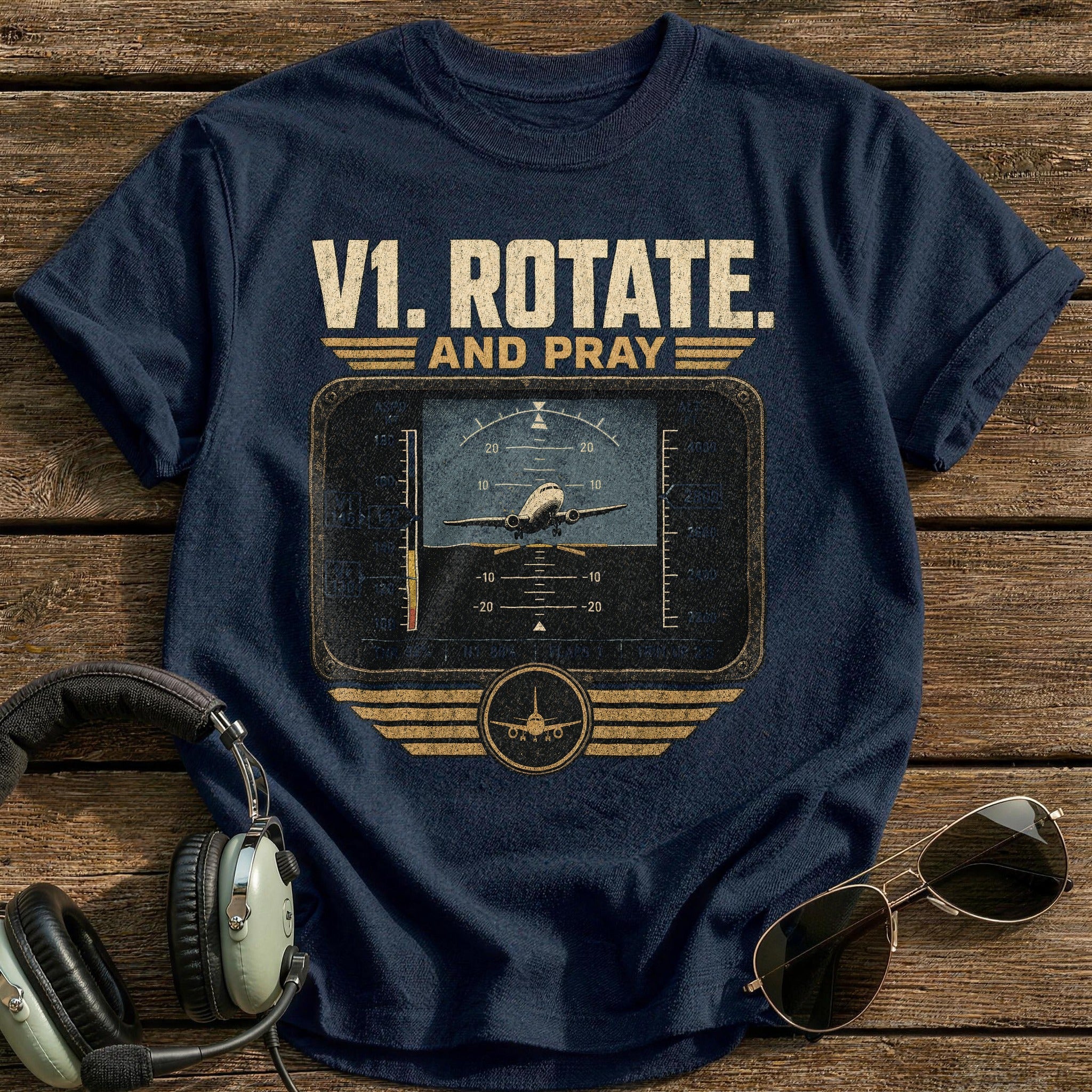 Rotate and Pray T-Shirt - Navy