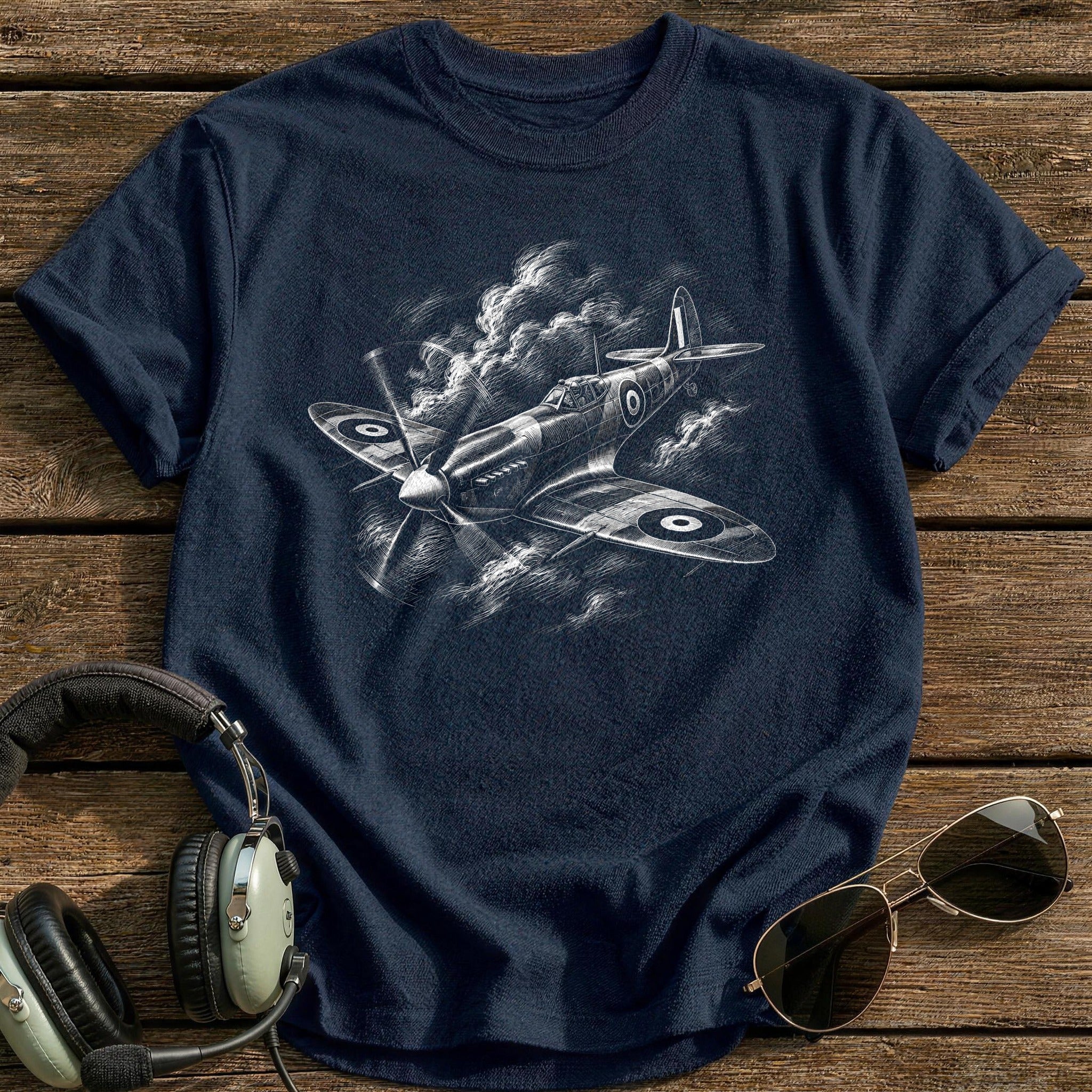 Scratchboard Fighter 35 T-Shirt - Navy