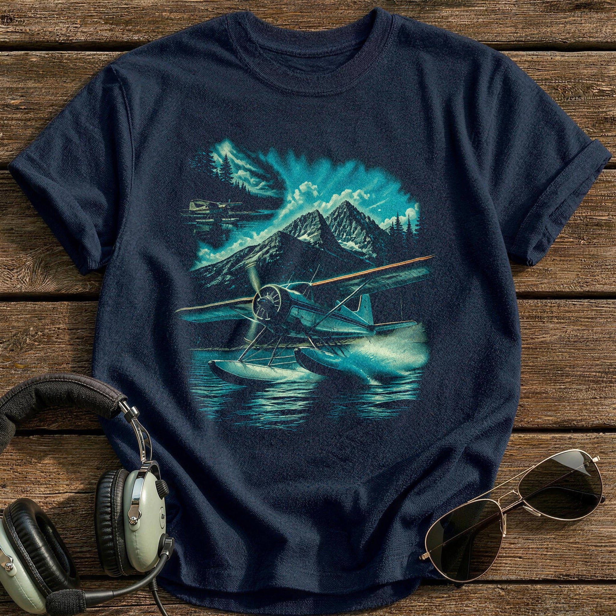 Seaplane Mountains T-Shirt - Navy