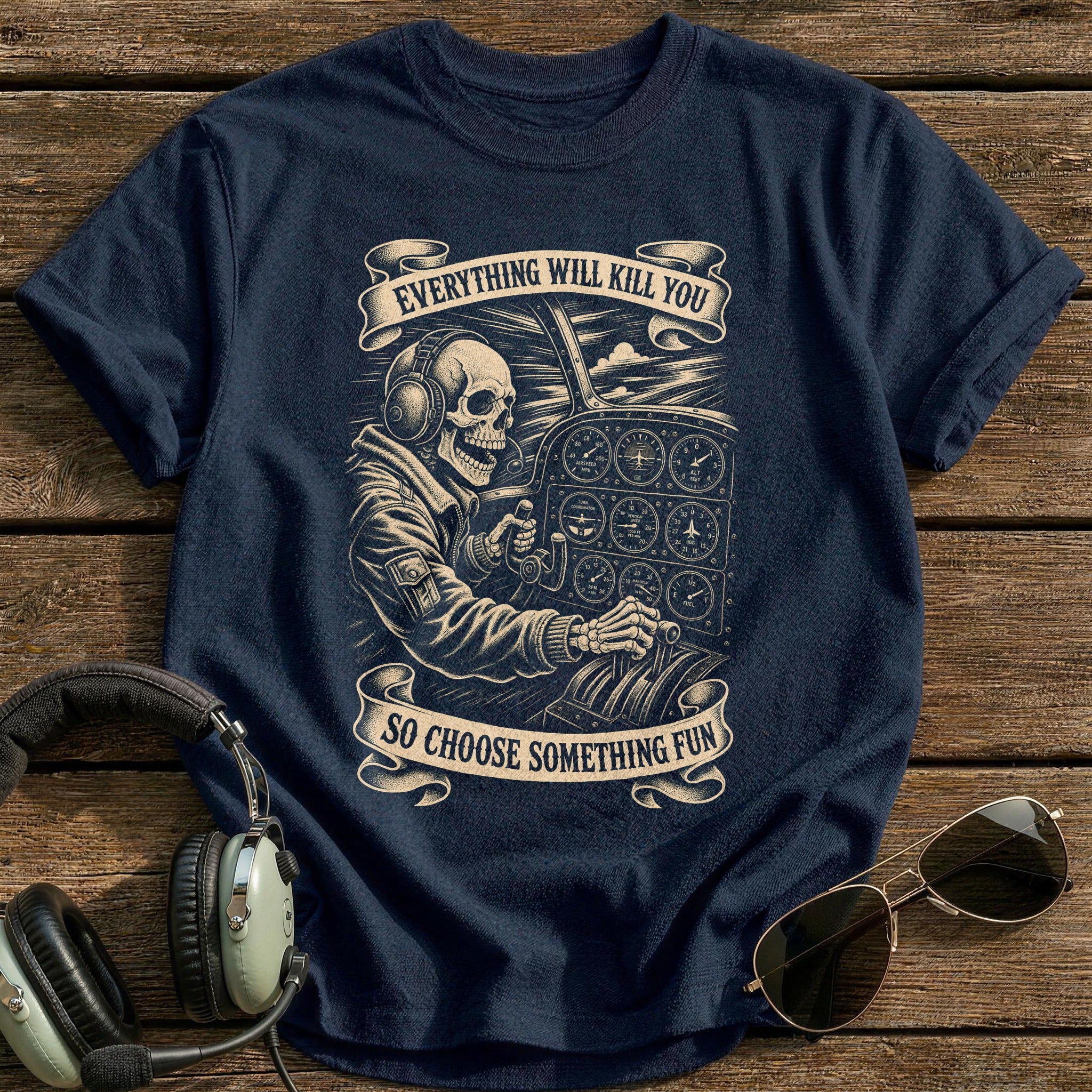 Skeleton at the Stick T-Shirt - Navy