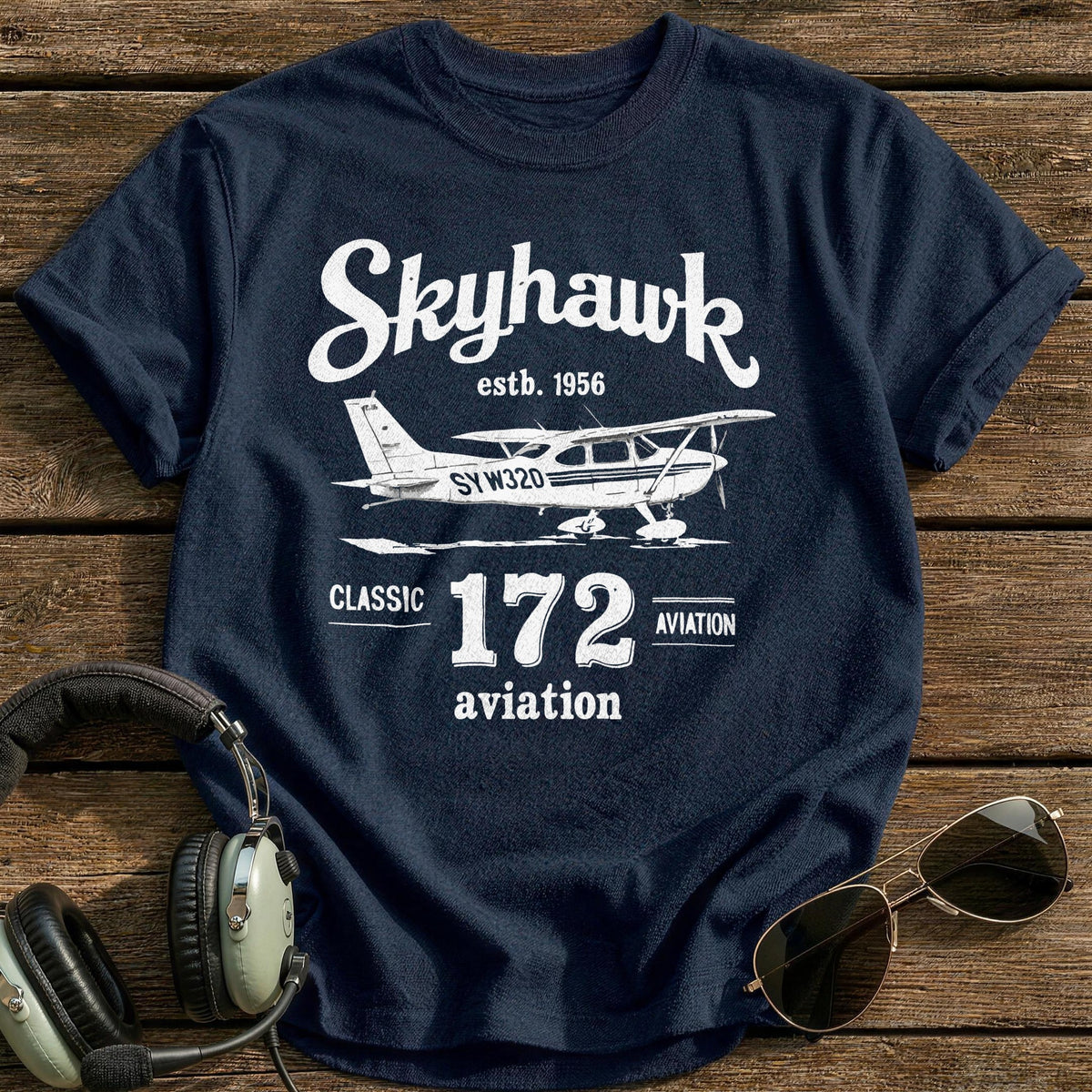 Skyhawk 172 Classic Aviation 1 T-Shirt - Navy