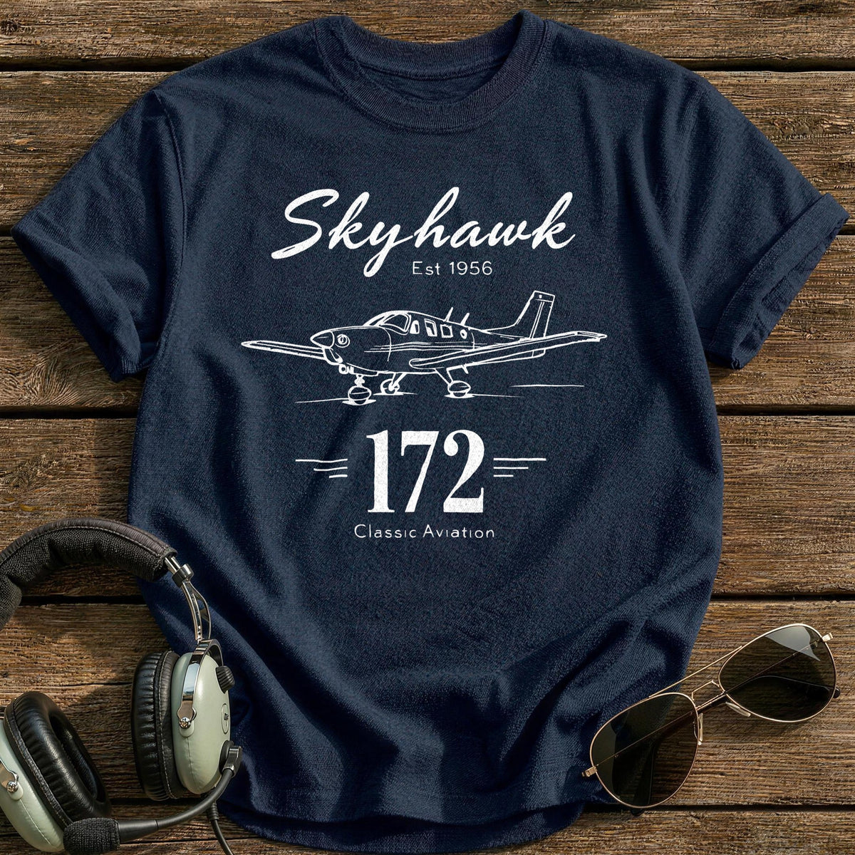 Skyhawk 172 Classic Aviation 2 T-Shirt - Navy
