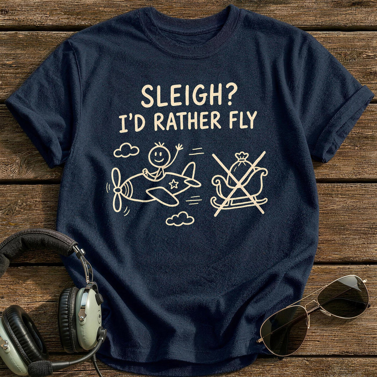 Sleigh Rather Fly 87 T-Shirt - Navy
