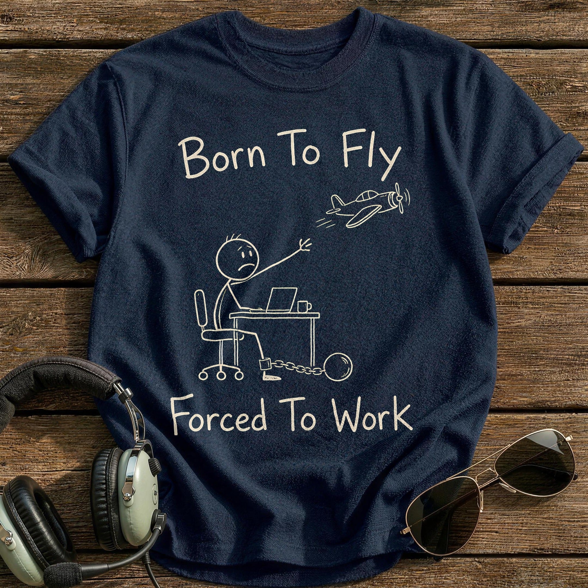 Stickman Chained To Desk 87 - Navy