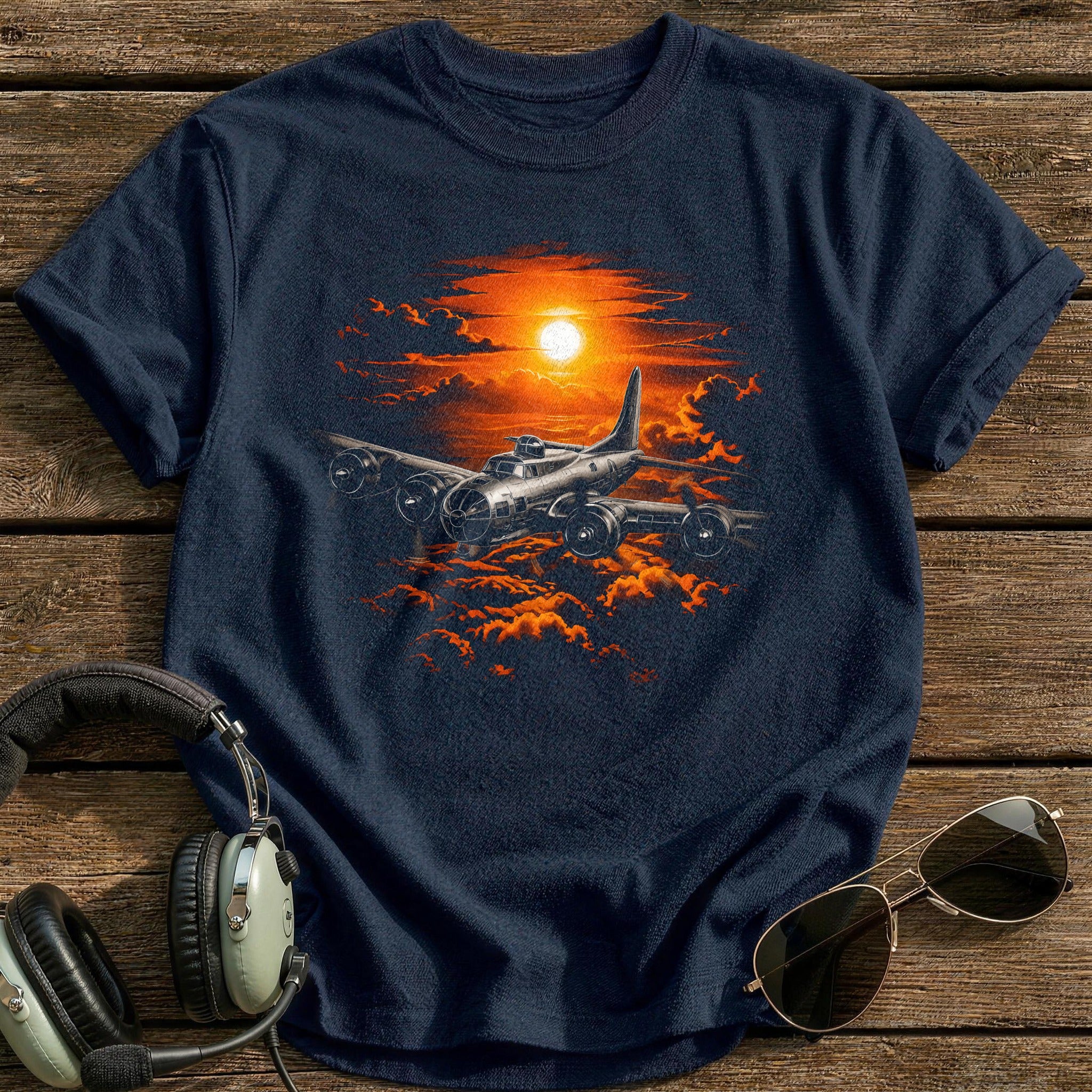 Sunset Bomber T-Shirt - Navy