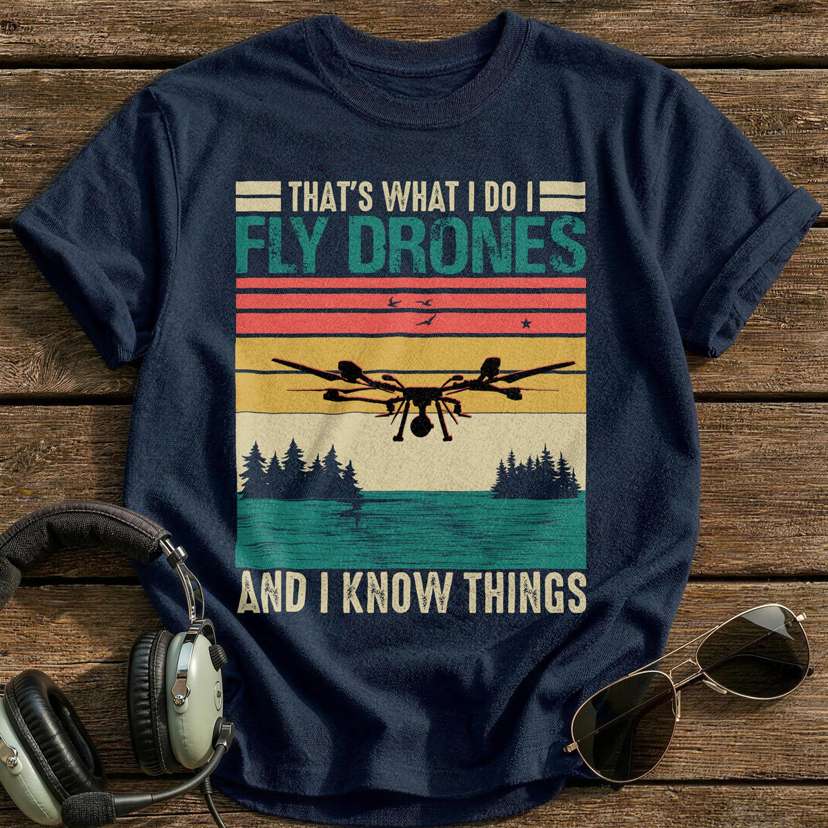 That's What I Do I Fly Drones And I Know Things 2 T-Shirt - Navy