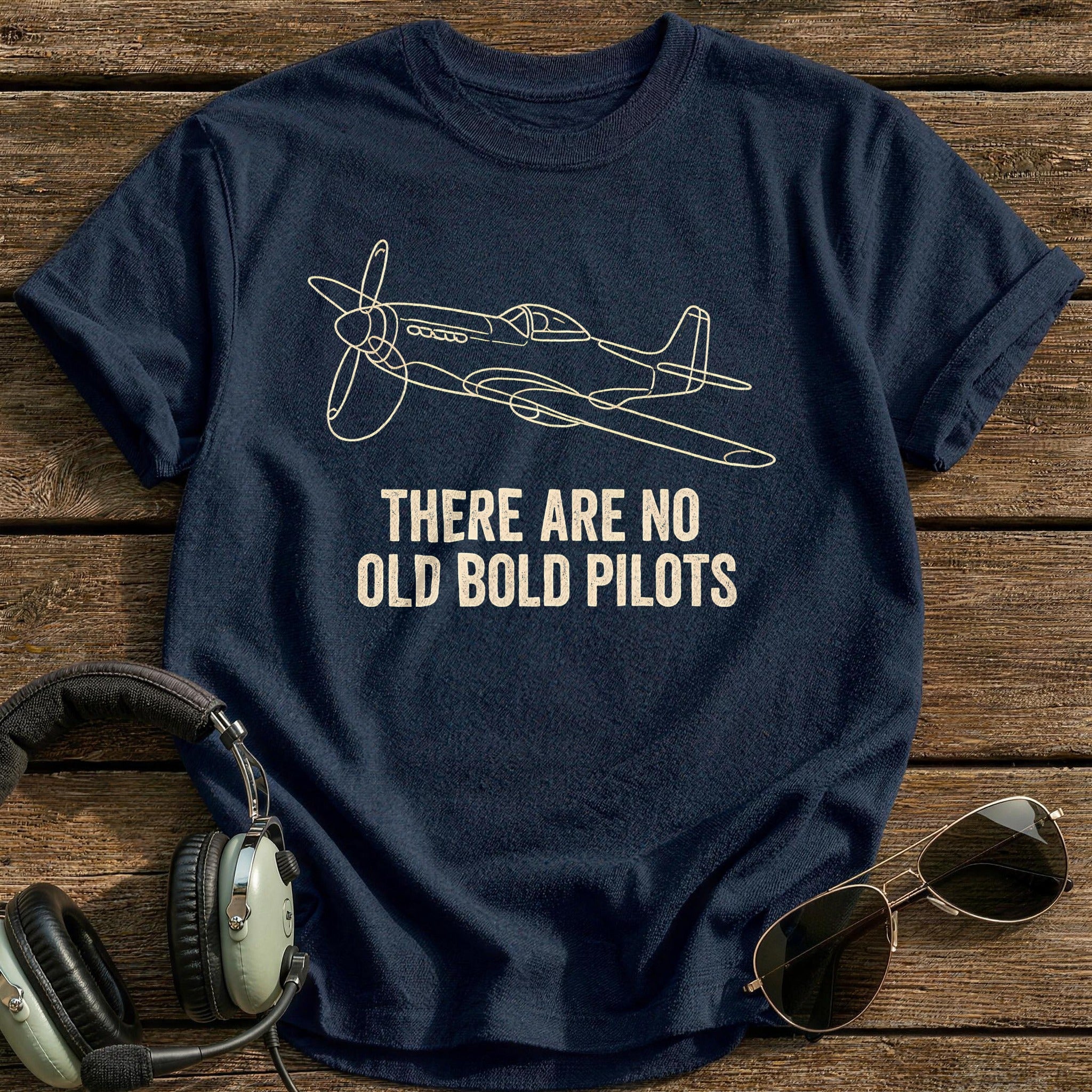 There Are No Old Bold Pilots 66 T-Shirt - Navy