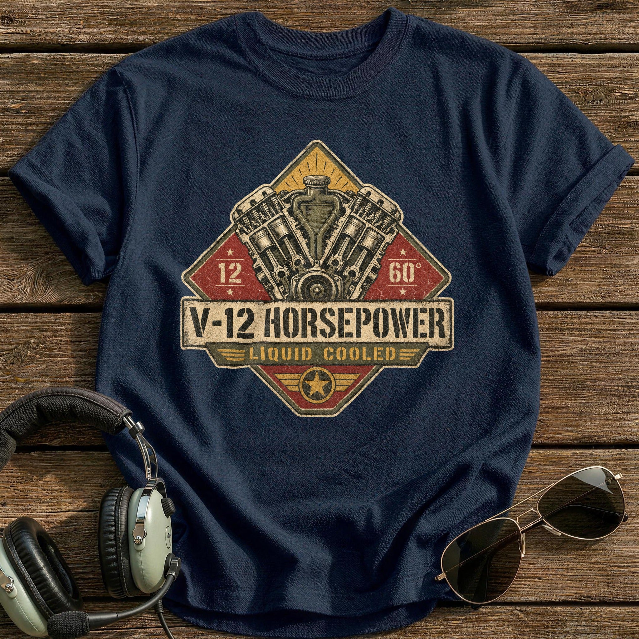Twelve Cylinders T-Shirt - Navy