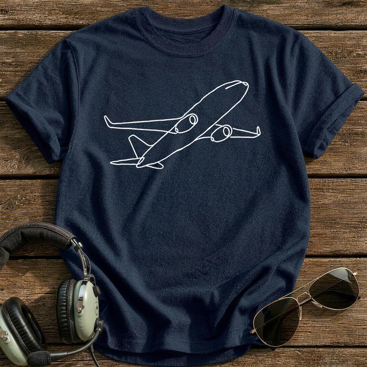 Twin Engine Line Study T-Shirt - Navy
