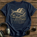 Vintage Airliner Over Hills T-Shirt - Navy