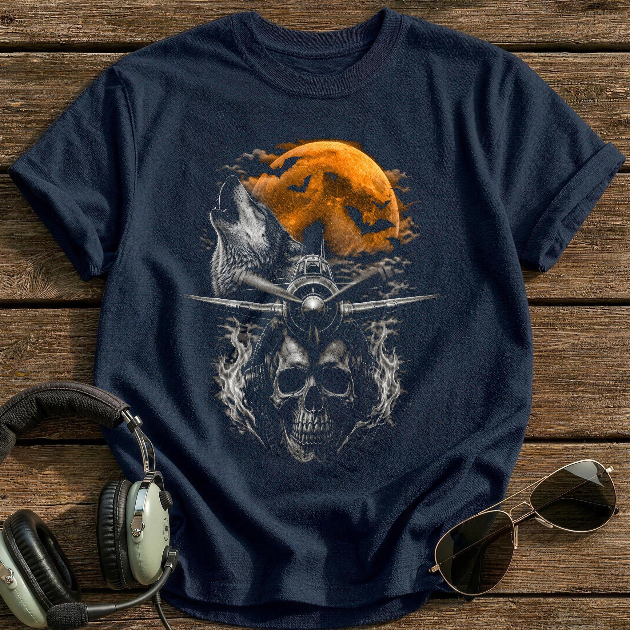Warbird Wolf Flaming Skull 60 - Navy