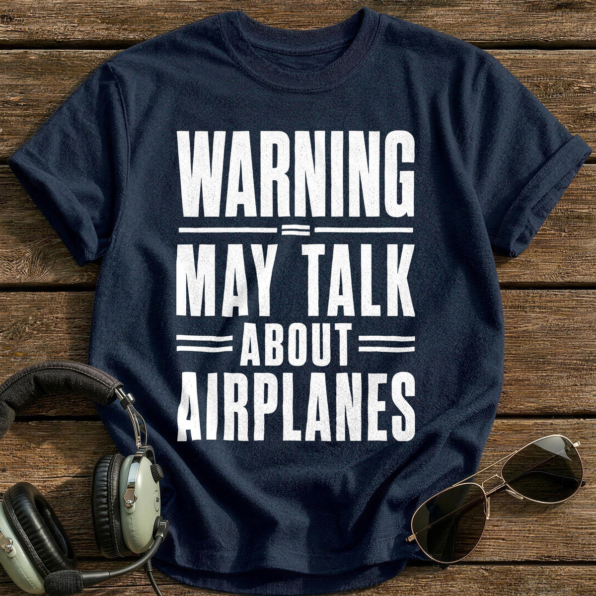 Warning Talk Airplanes 53 T-Shirt - Navy