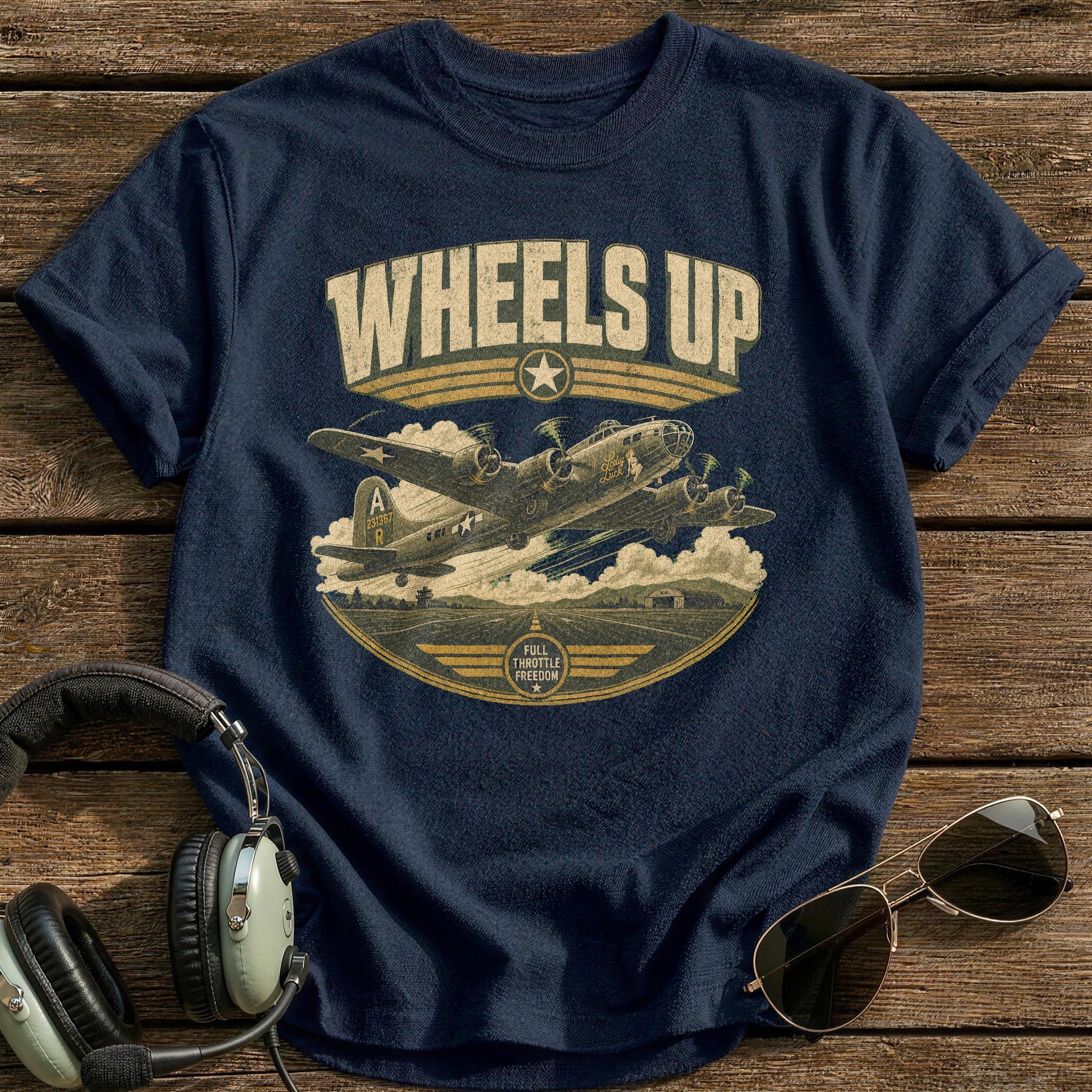 Wheels Up Freedom T-Shirt - Navy
